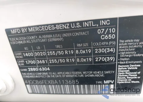 2011 Mercedes-Benz R 350 4Matic из США, поврежденный, VIN 4JGCB6FEXBA113685